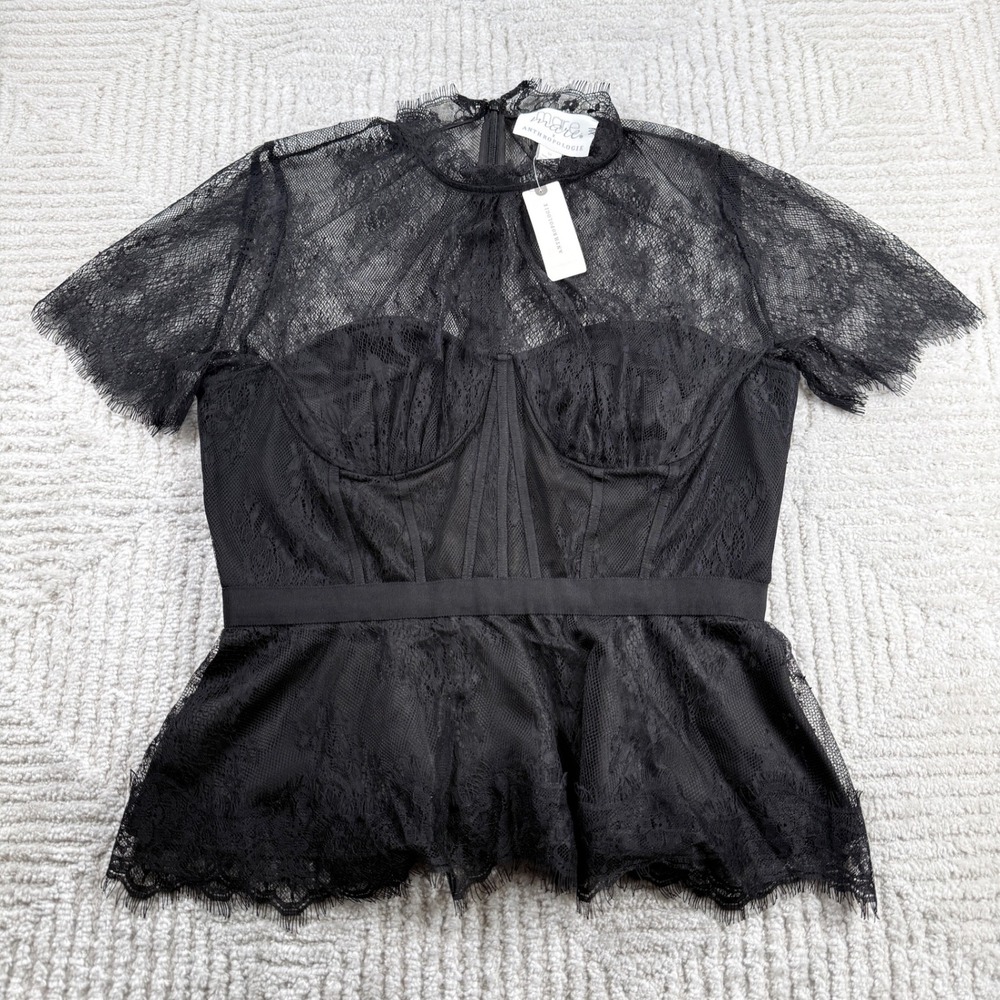 Mare Mare x Anthropologie Lace Corset Top Women's M Black NWT Goth Victorian
